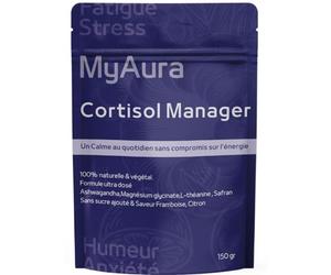 Cortisol,Cortisol Manager,Anti Cortisol Puissant, Formule ultra concentré,150 g,30 doses=30 jours,Ashwagandha-Magnésium glycinate-Safran-L-théanine-D3, Anti stress & fatigue,Saveur framboise & Citron