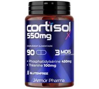 Cortisol Phosphatidylsérine 450 mg & L-Théanine 100 mg - 90 Gélules (Cure 3 Mois) - Complément Alimentaire Sans Gluten - Fabriqué en Italie - J.ARMOR