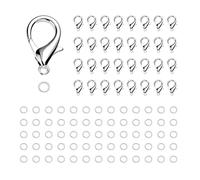 CORTNEY 100 Pièces Pince de Homard Fermoir avec 250 Pièces Acier Inoxydable Anneaux de Saut Ouverts pour la Fabrication de Bijoux, Colliers, Bijoux, Bracelets, Boucle de Collier