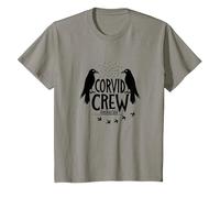Corvid Crew Over Dude Crew Raven Lovers Squad T-Shirt, Enfant, Ardoise, 4 Ans