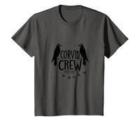 Corvid Crew Over Dude Crew Raven Lovers Squad T-Shirt, Enfant, Asphalte, 12 Ans