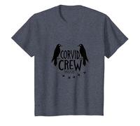 Corvid Crew Over Dude Crew Raven Lovers Squad T-Shirt, Enfant, Bleu Chiné, 3 Ans