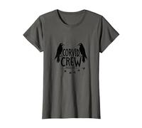 Corvid Crew Over Dude Crew Raven Lovers Squad T-Shirt, Femme, Asphalte, XS