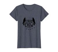 Corvid Crew Over Dude Crew Raven Lovers Squad T-Shirt, Femme, Bleu Chiné, XS
