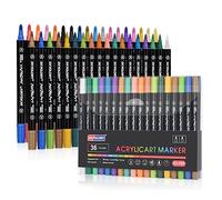 CORYIN Marqueur Peinture Acylique 36 Couleurs Feutre Peinture Permanent Marqueur Acrylique Imperméable Stylos de Peinture Enfants Adultes Art Peinture Set pour Verre Toile Céramique Bois Galet Papier