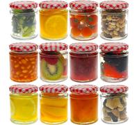 COS Lot de 12 pots à confiture en verre à large goulot avec couvercle à visser Rouge 324 ml