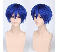 Cos perruque juvénile anti-bouclée cheveux courts couleur universelle perruque pour homme cosplay anime perruque couleur : PL-002-11# bleu roi