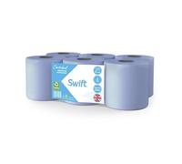 COS Swift Essential Lot de 12 rouleaux de serviettes essuie-mains solides et absorbantes à dévidage central Bleu gaufré 2 plis Idéal pour la maison, le bureau, la cuisine, le garage et une utilisation