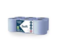 COS Swift Lot de 6 rouleaux d'essuie-mains solides et absorbants à dévidage central Bleu gaufré 55 m