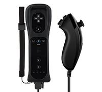 Cosaux Compatible avec la télécommande Nintendo Wii FM01 Wii et Nunchuck avec étui en silicone et dragonne - Noir (produit tiers)