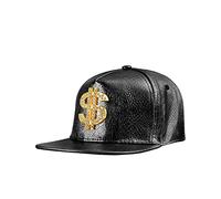 COSAVOROCK Chapeau Hip Hop Noir Deguisement Rappeur Casquette de Baseball Ajustable en Cuir