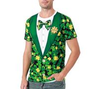 COSAVOROCK Saint Patrick Homme Tee Shirt St-Patricks Costume Leprechaun Irlandais Trèfle T-Shirt, Verte Shamrock, XXL