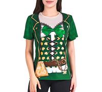 COSAVOROCK St. Patrick's Day Femme Leprechaun Déguisement Trèfle Costume T-Shirts (XXL, Vert)