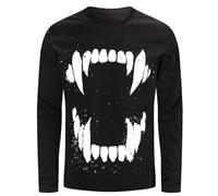 COSAVOROCK Tee Shirts Dent de Vampire Homme Phosphorescents Halloween Costume, Noir, XL