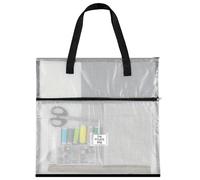 Cosblank Sac de couture Jumbo 40,9 x 40,9 cm pour projets de couture et travaux manuels - Pochette de rangement portable et organisée en maille vinyle avec fermeture éclair pour travaux manuels (noir)