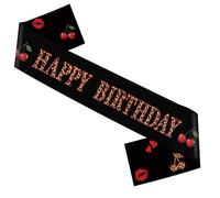 Cosblisvia 1 Pièce Écharpe Anniversaire Fille, Écharpe Reine de Bal, Écharpe Satin pour Dames, Femmes, Filles pour Fête, Célébration, Carnaval (Léopard Cerise Rouge)