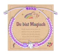 Cosblisvia 2-Teiliges Einhorn Geschenk für Mädchen, Lila Niedlich Kinderarmband avec corde tressée réglable comme cadeau pour anniversaire, Noël & rentrée scolaire