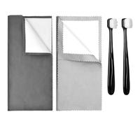 Cosblisvia Lot de 4 chiffons de nettoyage pour bijoux avec 2 brosses de détail, 2 chiffons de nettoyage pour argent, nettoyant pour bijoux, collectionneurs d'or, montres (gris et noir)