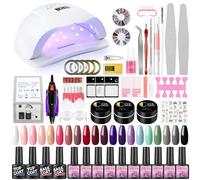 COSCELIA 20pcs kit uv ongle Complet Kit Vernis Gel Semi Permanent 80W UV/LED Lampe Poly Extension Gel 12W Ponceuse à Ongle Ponçage Accessoires Remover Pad Nail Art Débutants Kit Manucure