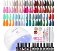 COSCELIA 25Pcs Kit Vernis Semi Permanent Complet, Vernis Gel UV Semi Permanent avec Lampe UV - Noir Blanc Rouge Vert Gris avec Base Top Coat - Kit Ongle Gel UV Complet