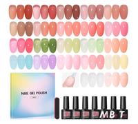 COSCELIA 25pcs Vernis Semi Permanent Jelly, 22 Couleurs Transparent Gelée Lot de Vernis à Ongles 3pcs Base et Top coat Série Transparente Blanc Nude Rose Sèche sous Lampe UV/LED