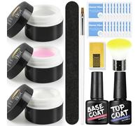 COSCELIA Gel Construction Ongle Rose Blanc Clear Poly Nail Gel Extension Nail Renforcer Gel Kit UV Réparer Ongles Cassés avec Nail Formes Outils d'art des ongles