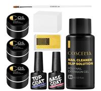 COSCELIA Gel Construction Ongle UV, Rose Clair Blanc Vernis UV Builder Nail Gels et Résines pour Faux Ongles Extension Gel et Modelage Base et Top Coat Pinceau Nail Art