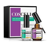 COSCELIA Primer Ongle Vernis Semi Permanent et Déshydrateur Set pour Gel Acrylique Gel UV Vernis à Ongles Nail Prep Manucure,Protéger Ongles Naturels Air Dry 15ml*2 pcs