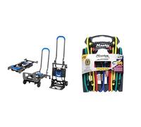 COSCO Chariot Charge 135kg Multi-Position Pliant Transport Diable (Bleu) & Master Lock 3043EURDAT Tendeurs avec Crochets [Pack de 10 Elastiques] [2*25 cm + 2*45 cm + 2*60 cm + 2*80 cm + 2*100 cm]