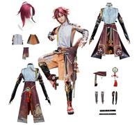 CosDogs Anime Genshin Impact Shikanoin Heizou Cosplay Costume avec perruque Shorts Accessoires Hommes Femmes Adultes Enfants Tenue Halloween Carnaval Robe Jeu de rôle Costume