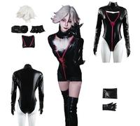 CosDogs Anime Hazbin Hotel Angel Dust Cosplay Costume avec perruque Body noir Accessoires Hommes Femmes Adultes Enfants Tenue Halloween Jeu de rôle Carnaval Robe Kimono Costume