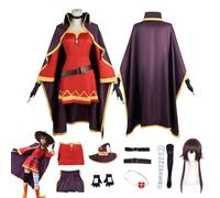 CosDogs Anime KonoSuba Bénédiction de Dieu sur ce monde merveilleux Megumin Cosplay Costume avec perruque Robe rouge Accessoires Femmes Hommes Enfants Tenue Halloween Carnaval Robe Combinaison Kimono