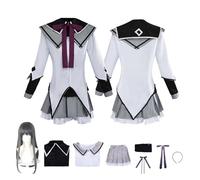 CosDogs Anime Puella Magi Madoka Magica Akemi Homura Cosplay Costume avec perruque Blanc Gris Jupe Accessoires Femmes Hommes Enfants Tenue Halloween Carnaval Robe Kimono Costume