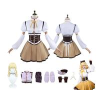 CosDogs Anime Puella Magi Madoka Magica Tomoe Mami Cosplay Costume avec perruque blanc orange jupe accessoires femmes hommes enfants tenue Halloween carnaval robe kimono costume
