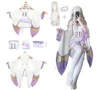CosDogs Anime Re:Life in A Different World from Zero Emilia Cosplay Costume avec perruque Coiffe Accessoires Femmes Hommes Enfants Tenue Halloween Carnaval Robe Kimono Costume