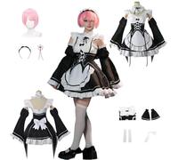 CosDogs Anime Re:Life in A Different World from Zero Ram Rem Cosplay Costume avec perruque Coiffe Accessoires Femmes Hommes Tenue Halloween Carnaval Robe de femme de chambre Kimono