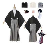 CosDogs Anime Toilet-bound Hanako-kun Yugi Tsukasa Cosplay Costume avec perruque Noir Gris Kimono Accessoires Femmes Hommes Enfants Tenue Halloween Carnaval Robe Combinaison