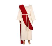 COSDREAMER Adulte Halloween Jésus Costume Christ Saint Robe Religieuse Biblique Écharpe Taille Corde Fancy Robe Ensemble (Blanc, M)