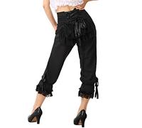 COSDREAMER Basil Pantalons Gothiques Steampunk Stretch pour Femmes Pirate Dress Pantalons Noir, XL