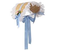 COSDREAMER Chapeau de Soleil Style Victorien avec nœuds en Paille Rouge … (Bleu)