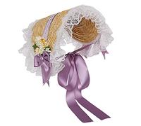 COSDREAMER Chapeau de Soleil Style Victorien avec nœuds en Paille Rouge … (Violet)