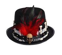 COSDREAMER Chapeau de vaudou pour femme - Chapeau de sorcière - Chapeau haut de forme de tête de mort - Rouge