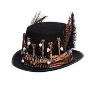 COSDREAMER Chapeau vaudou pour femme - Chapeau de sorcière - Chapeau à plumes - Noir - Doigts roses