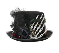 COSDREAMER Chapeau vaudou pour femme - Chapeau de sorcière - Chapeau à plumes - Noir - Doigts roses