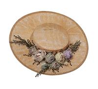 COSDREAMER Chapeau Victorien pour Femmes et Filles - Chapeau Plat à Fleurs Vintage (Beige)