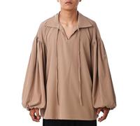 COSDREAMER Chemise de Pirate Coloniale pour Homme - Marron - Taille XL
