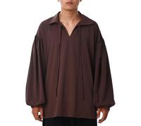 COSDREAMER Chemise de Pirate Coloniale pour Homme - Poète de la Renaissance (café, XL)
