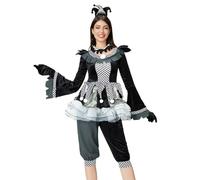 COSDREAMER Costume de clown d'Halloween pour adulte - Costume de déguisement de magicien burlesque arlequin pour femme