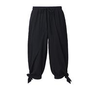 COSDREAMER Pantalon de Pirate Viking médiéval de la Renaissance pour Homme, Pantalon à Bandes de Mollet (Noir, Taille M)
