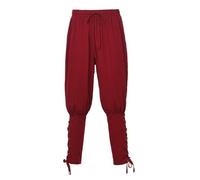 COSDREAMER Pantalon médiéval Viking Pirate pour Homme Rouge Vin S